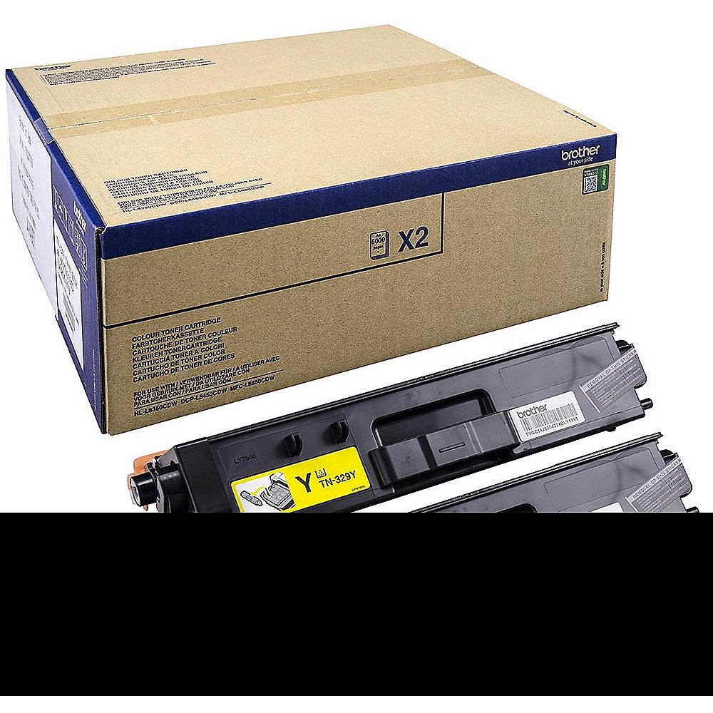 Brother TN-329Y Toner Doppelpack gelb 2x6.000 Seiten Super Jumbo