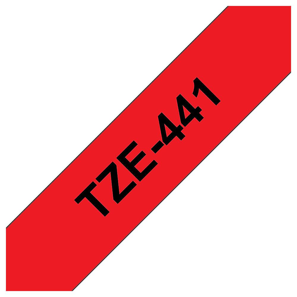 Brother TZe-441 Schriftband, 18mm x 8m , schwarz auf rot, selbstklebend