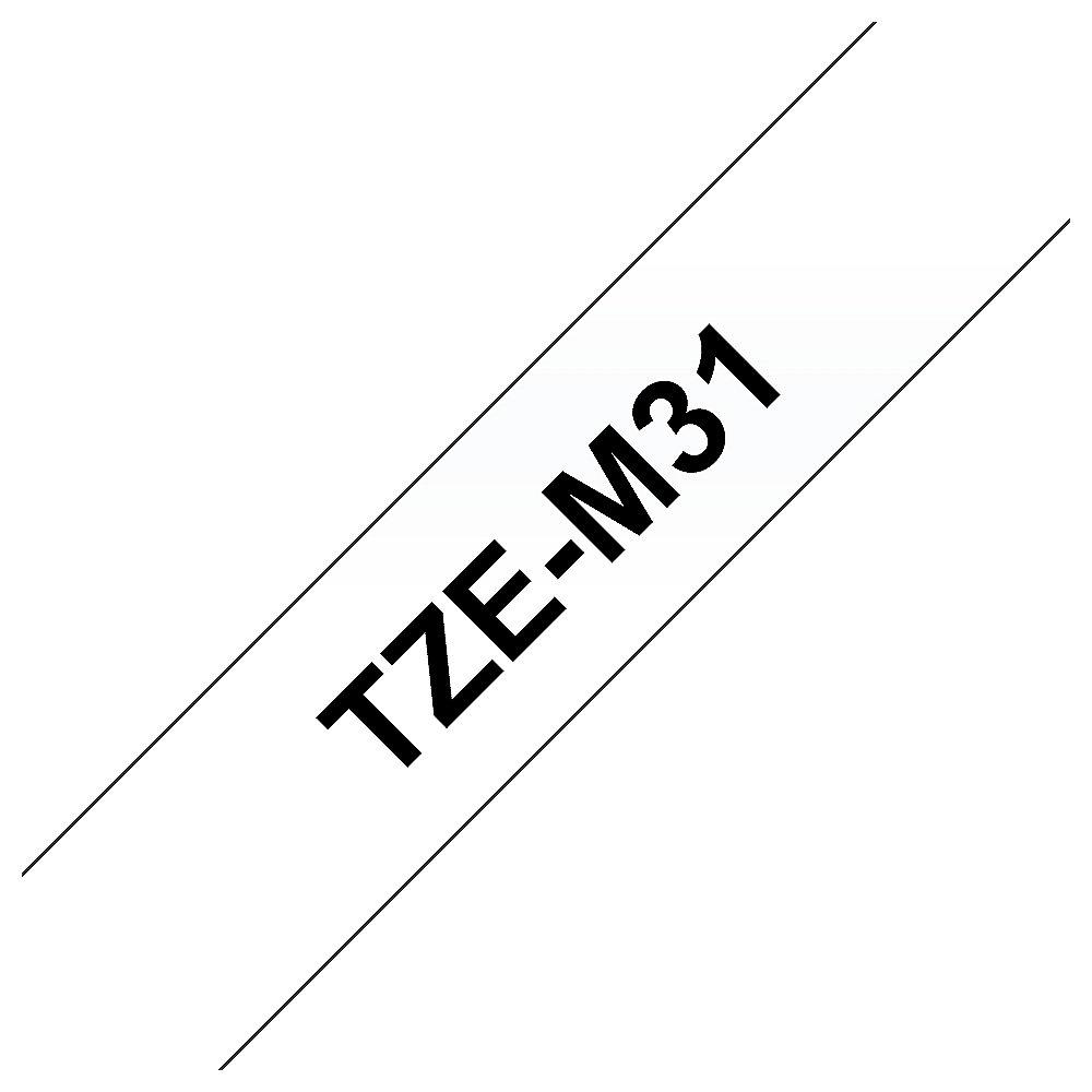 Brother TZe-M31 Schriftband, 12mm x 5m, schwarz auf transparent (matt)