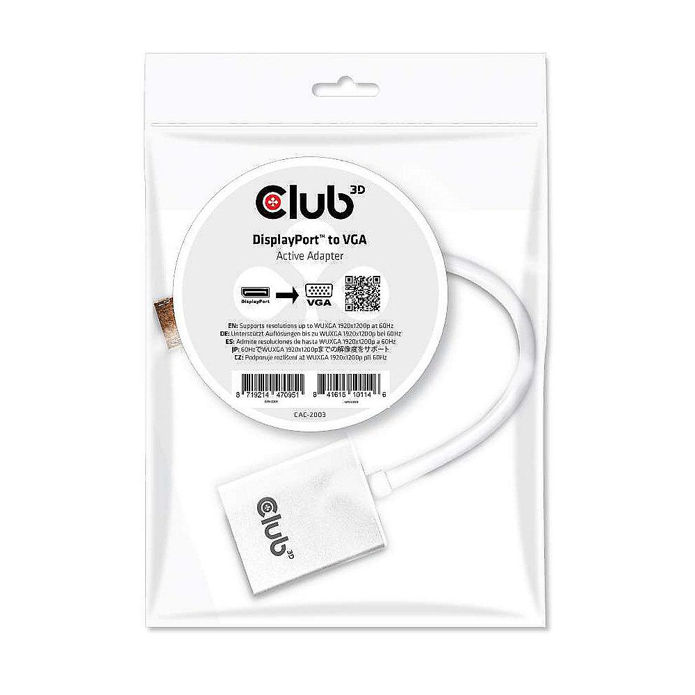 Club 3D DisplayPort Adapter 0,15m DP zu VGA aktiv St./Bu. weiß