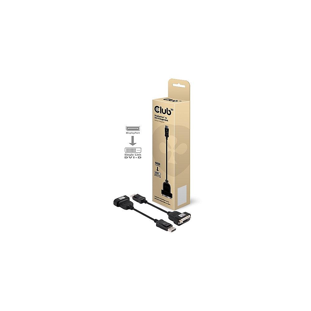 Club 3D DisplayPort Adapterkabel DP zu DVI-Single aktiv St./Bu. schwarz CAC-1052, Club, 3D, DisplayPort, Adapterkabel, DP, DVI-Single, aktiv, St./Bu., schwarz, CAC-1052