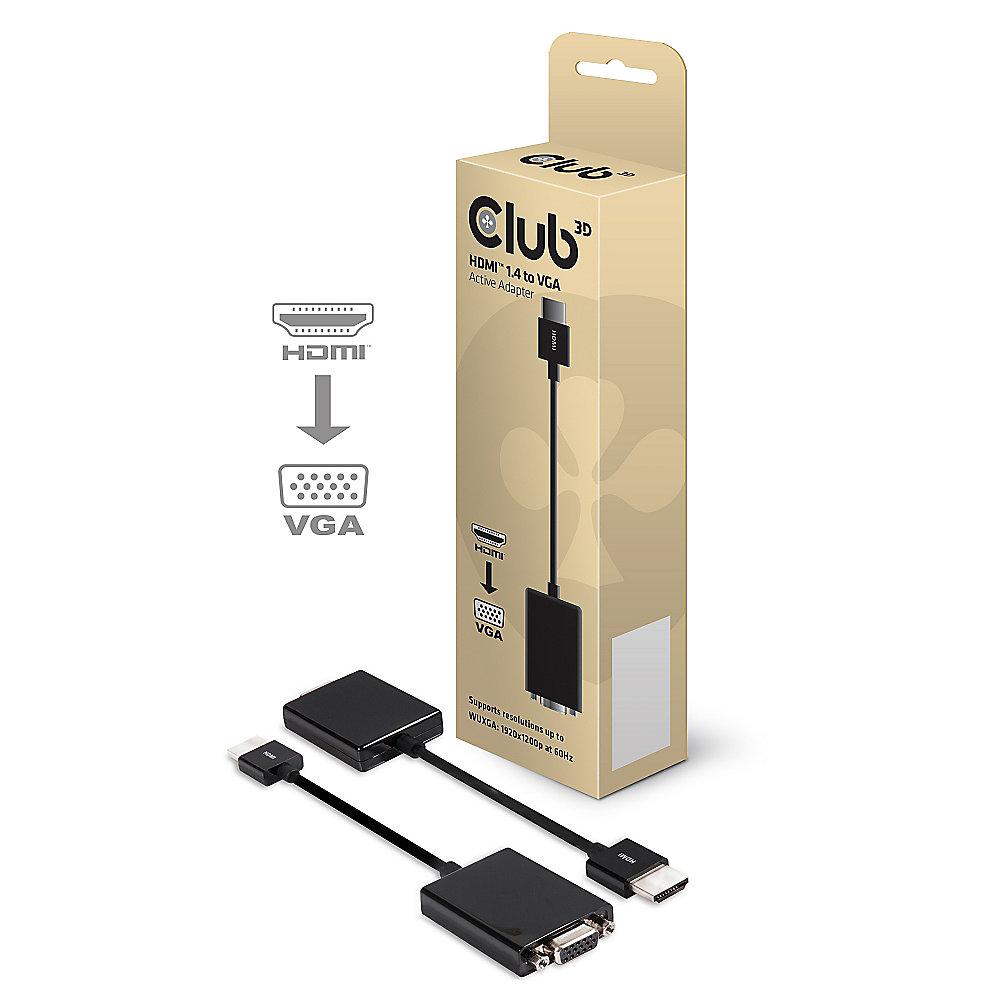 Club 3D HDMI 1.4 auf VGA Adapter aktiv St./Bu. schwarz, Club, 3D, HDMI, 1.4, VGA, Adapter, aktiv, St./Bu., schwarz