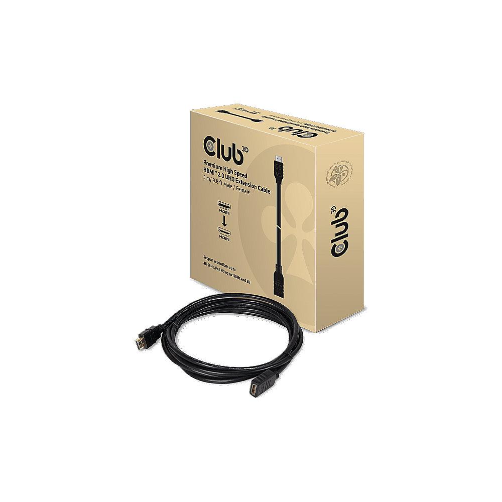 Club 3D HDMI 2.0 Kabel 3m Premium High Speed UHD 4K60Hz St./Bu. schwarz CAC-1321, Club, 3D, HDMI, 2.0, Kabel, 3m, Premium, High, Speed, UHD, 4K60Hz, St./Bu., schwarz, CAC-1321