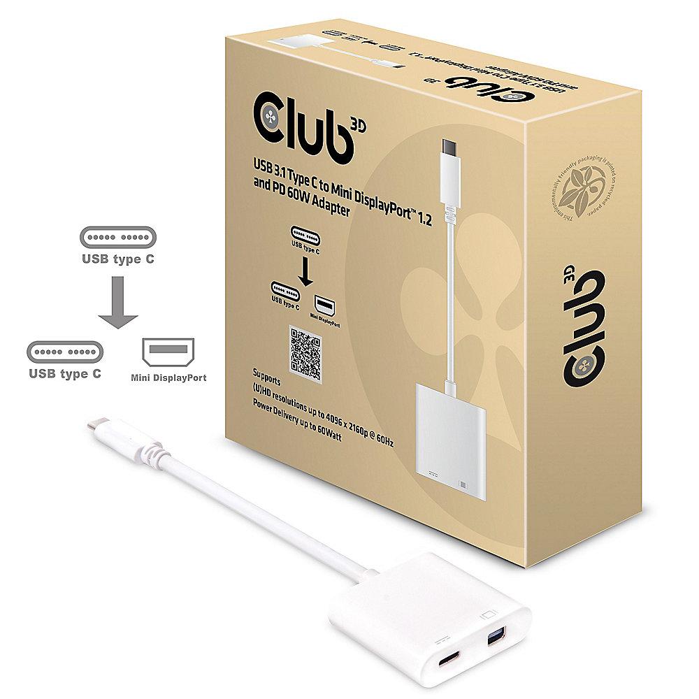 Club 3D USB 3.1 Adapterkabel Typ-C zu mDisplayPort 1.2 4K60Hz PD CAC-1509