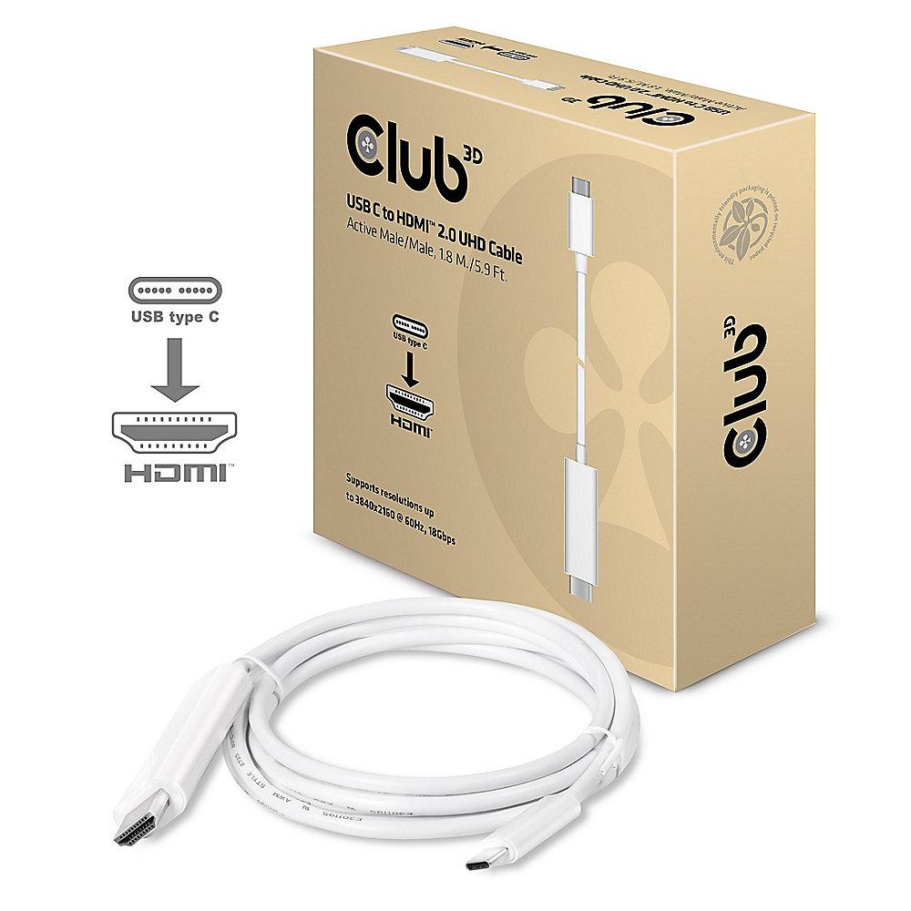 Club 3D USB Adapterkabel 1,8m USB-C zu HDMI 2.0 UHD aktiv St./St. weiß