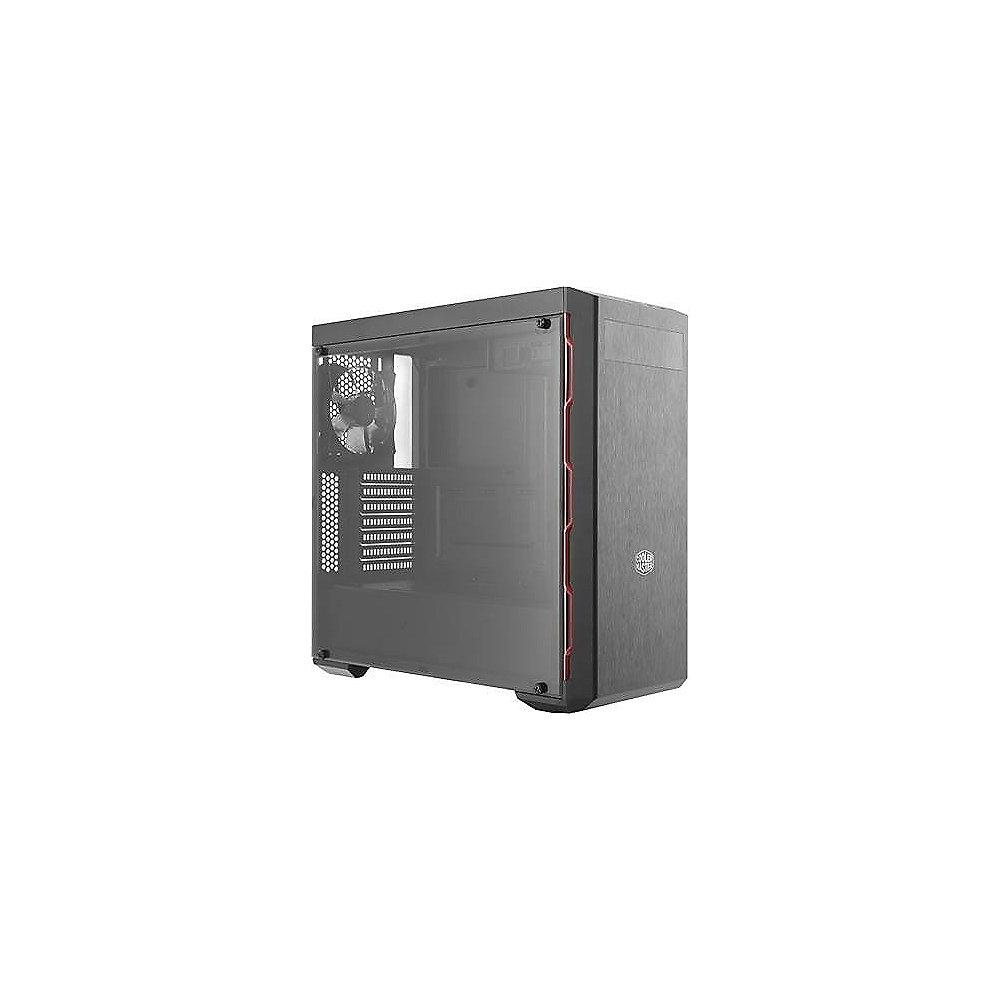 Cooler Master MasterBox MB600L Midi Tower ATX Gehäuse mit Sichtfenster sw/rot