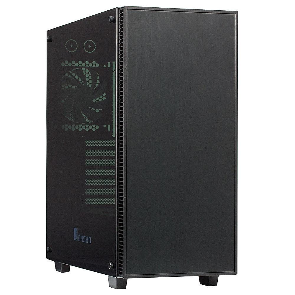 Cooltek Jonsbo QT03A Midi Tower mATX Gehäuse mit Seitenfenster, USB3.0, schwarz