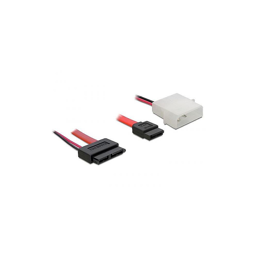 DeLOCK SATA Kabel 0,3m Slimline Bu. zu SATA 7 Pin   2 pin Strom 84390