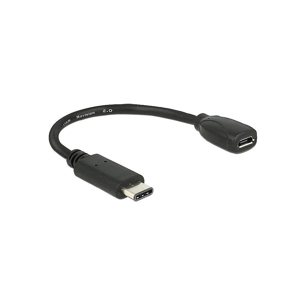 DeLOCK USB 2.0 Adapterkabel 0,15m C zu micro-B St./Bu. 65578 schwarz