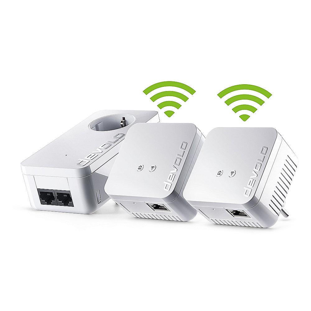 devolo dLAN 550 WiFi Network Kit (500Mbit, 3er Kit, Powerline   WLAN, 1xLAN)