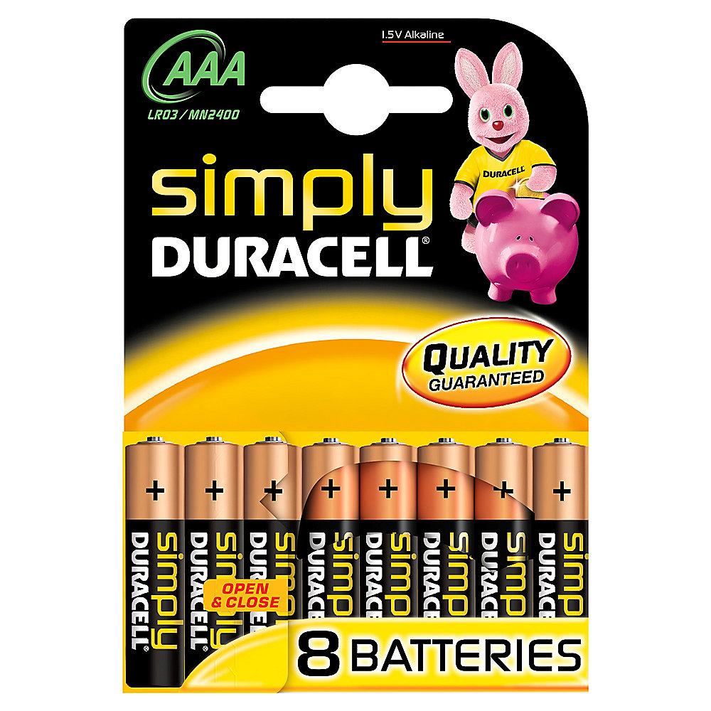 DURACELL Simply Batterie Micro AAA LR3 8er Blister, DURACELL, Simply, Batterie, Micro, AAA, LR3, 8er, Blister
