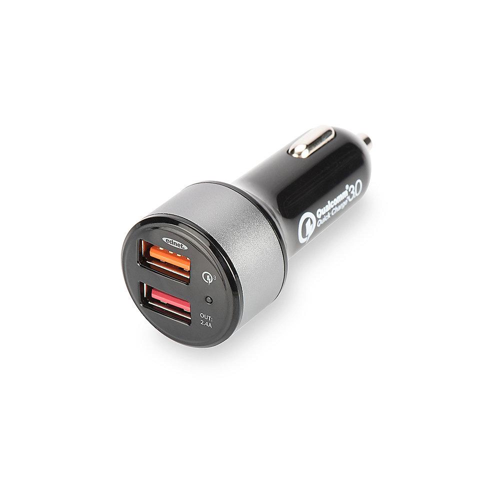 ednet 2-Port USB Quick Charge 3.0 Car Charger schwarz