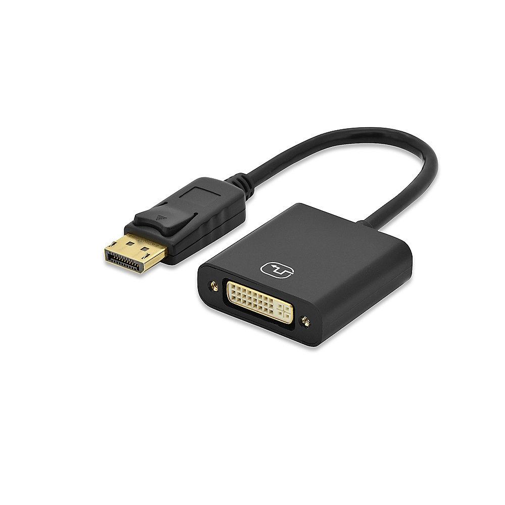 ednet DisplayPort Adapterkabel 0,15m DP zu DVI vergoldet St./Bu. schwarz, ednet, DisplayPort, Adapterkabel, 0,15m, DP, DVI, vergoldet, St./Bu., schwarz