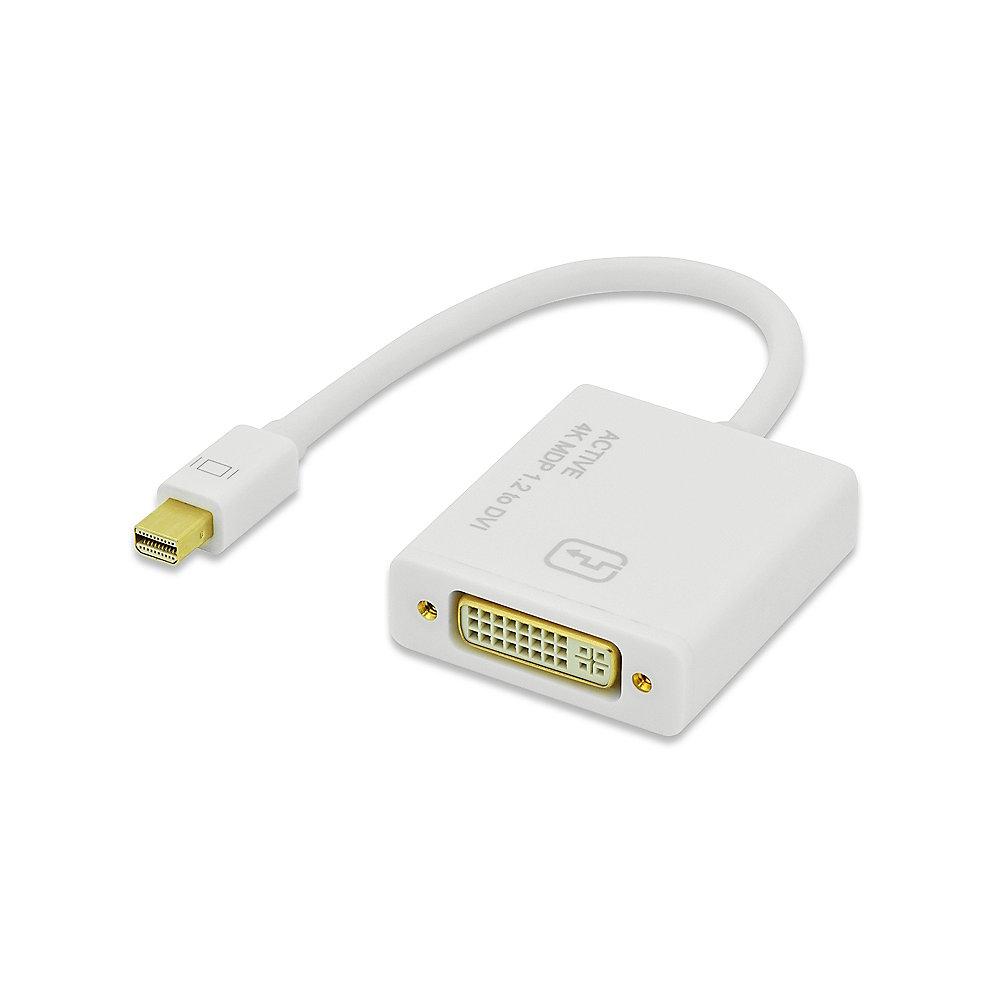 ednet DisplayPort Adapterkabel 0,2m mini DP zu DVI 4K UHD aktiv St./Bu. weiß