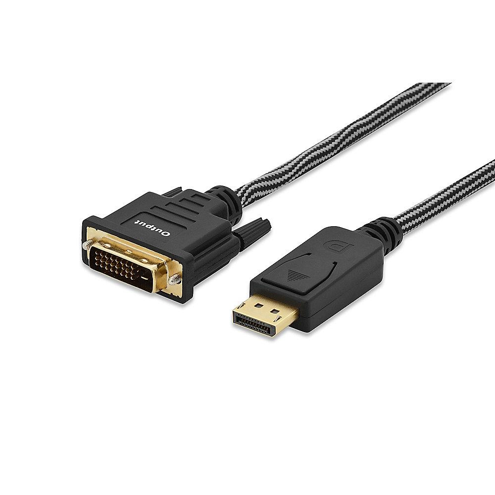 ednet DisplayPort Adapterkabel 3m DP zu DVI vergoldete Kontakte St./St. schwarz