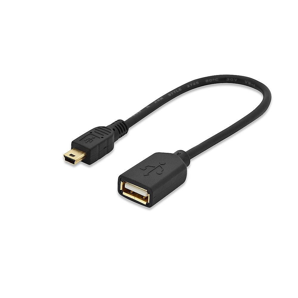 ednet USB 2.0 Adapterkabel 0,2m mini B zu A OTG vergoldet St./Bu. schwarz