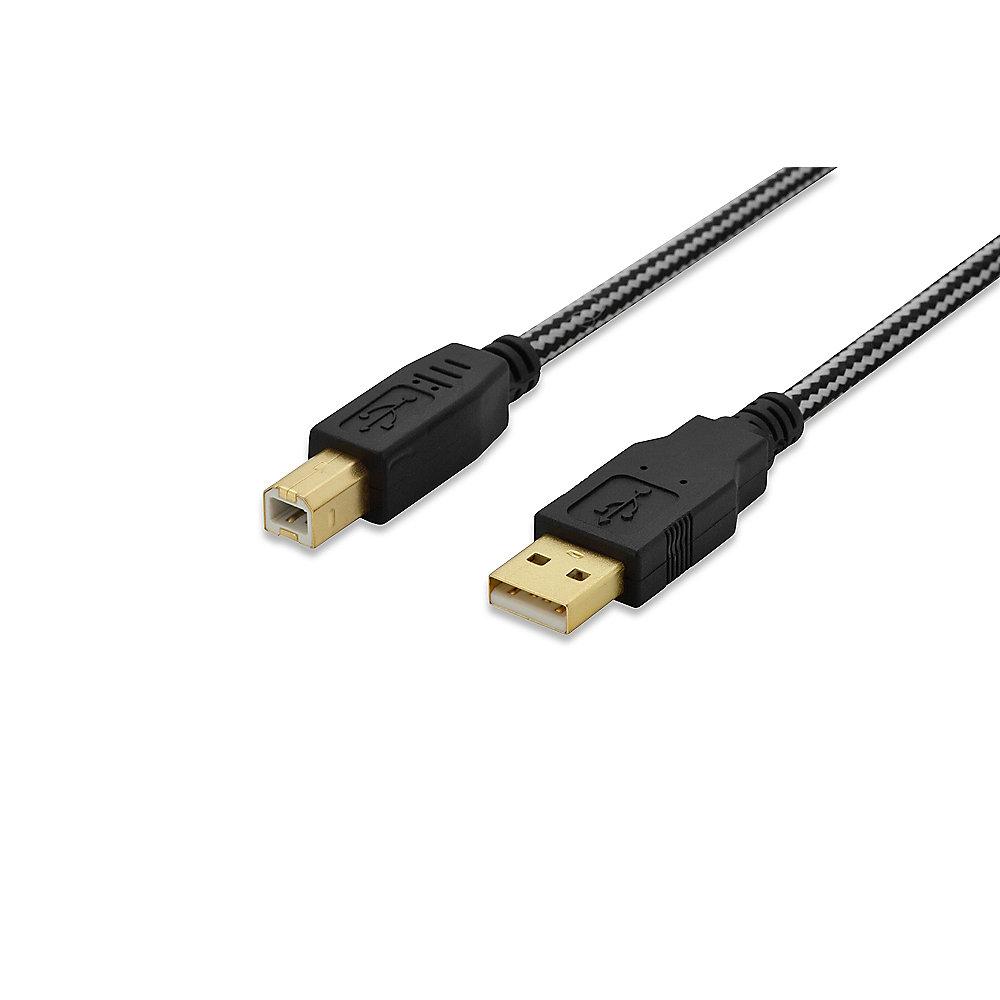 ednet USB 2.0 Anschlusskabel 1,8m A zu B vergoldet St./St. schwarz