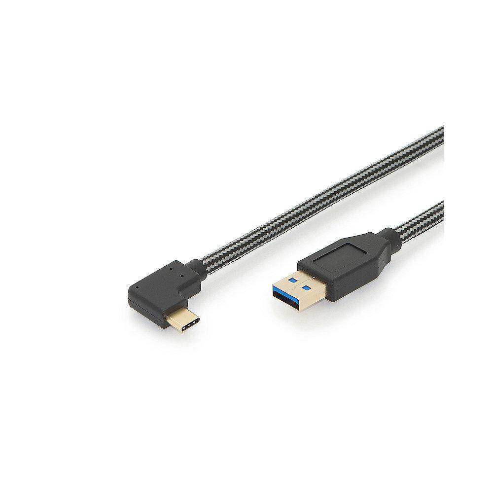 ednet USB Type C 90° Anschlusskabel zu A 1,0m St./St. schwarz