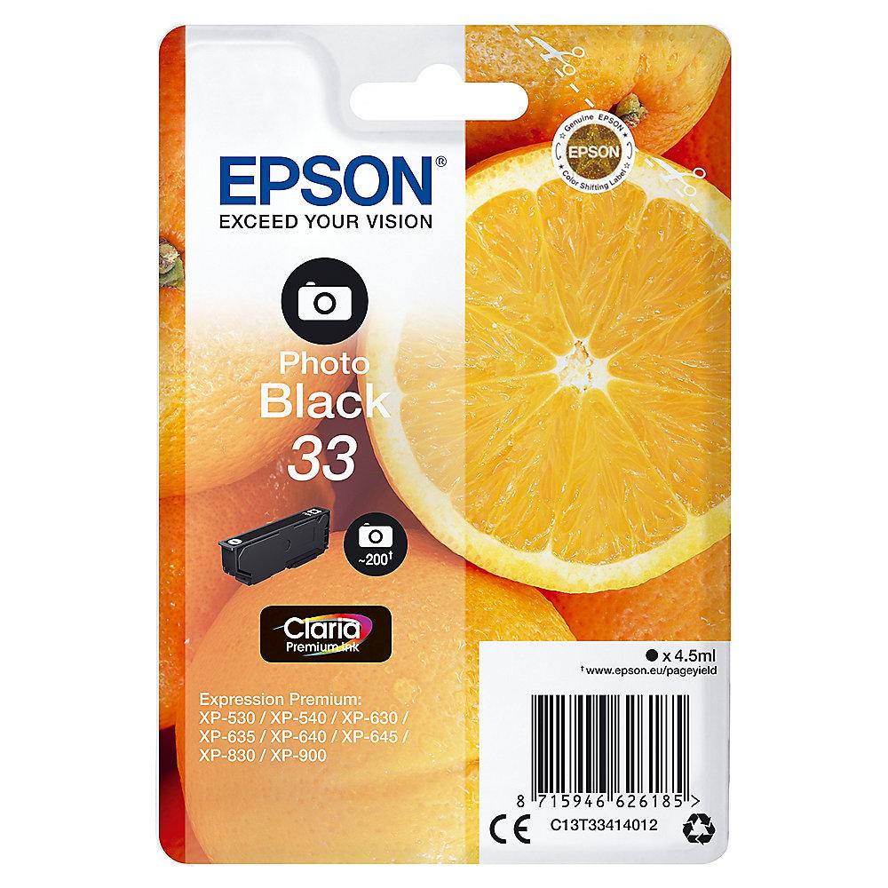 Epson C13T33414012 Druckerpatrone 33 Photo schwarz Claria Premium Ink
