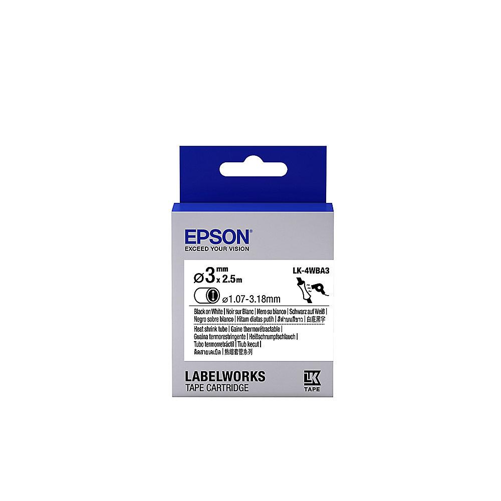 Epson C53S654903 Schrumpfschlauch LK-4WBA3 bedruckbar 3mmx2,5m schwarz/weiss