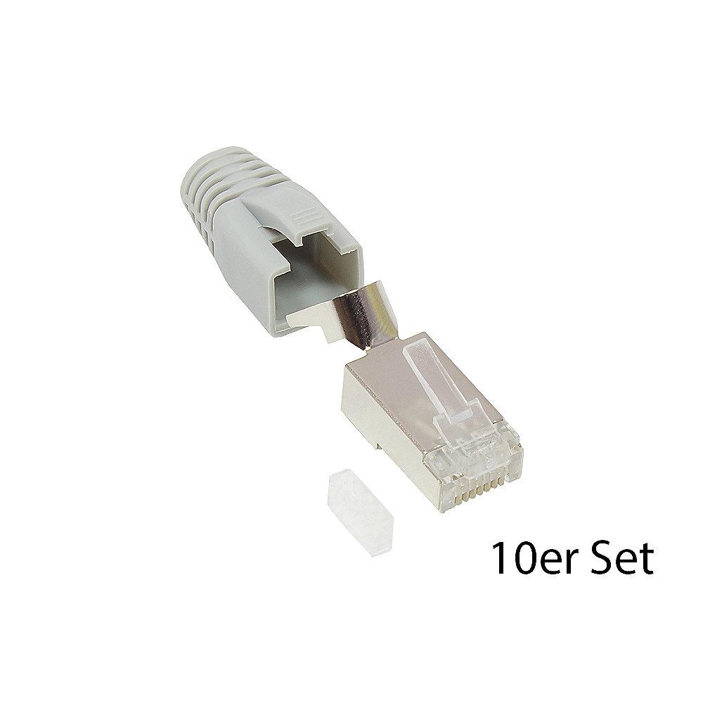 Good Connections Netzwerkstecker Cat.6A RJ45 geschirmt für Cat.7 Kabel 10x grau