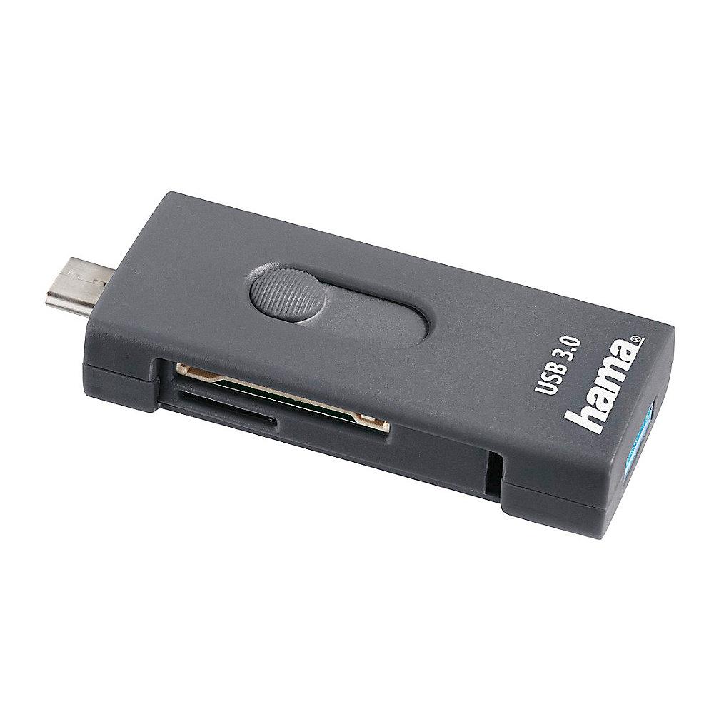 Hama USB 3.1 Kartenleser SD/microSD Type-C   USB 3.0 Typ-A grau