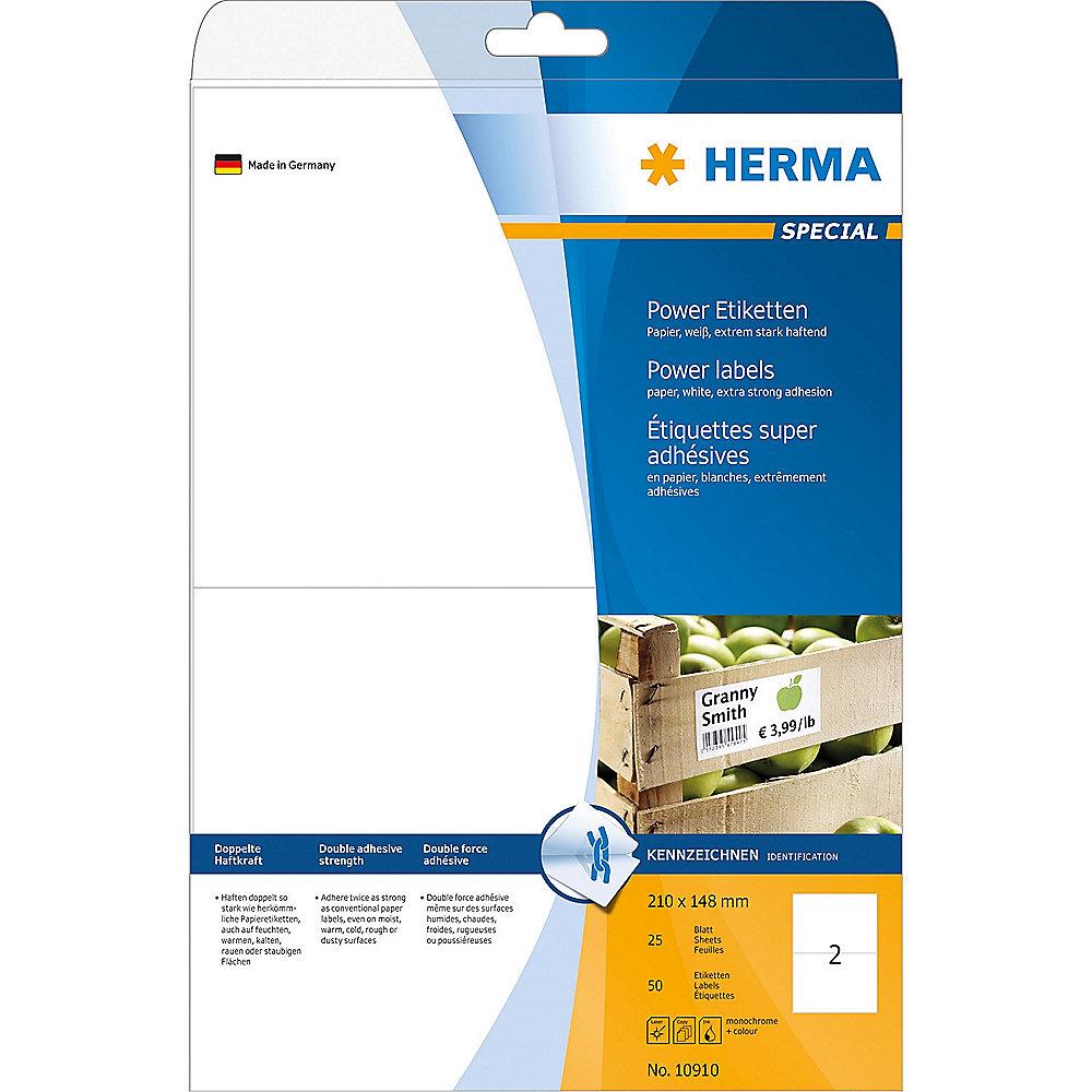 HERMA 10910 Etiketten A4 210x148 mm weiß extrem stark haftend Papier matt 50 St.