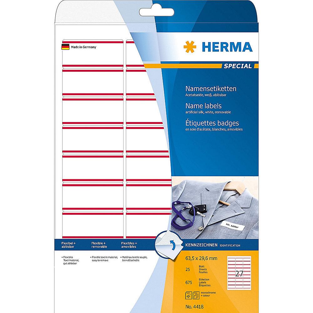 HERMA 4418 Namens-/Textiletiketten A4 63,5x29,6mm rot ablösbar 675 St. Acetat