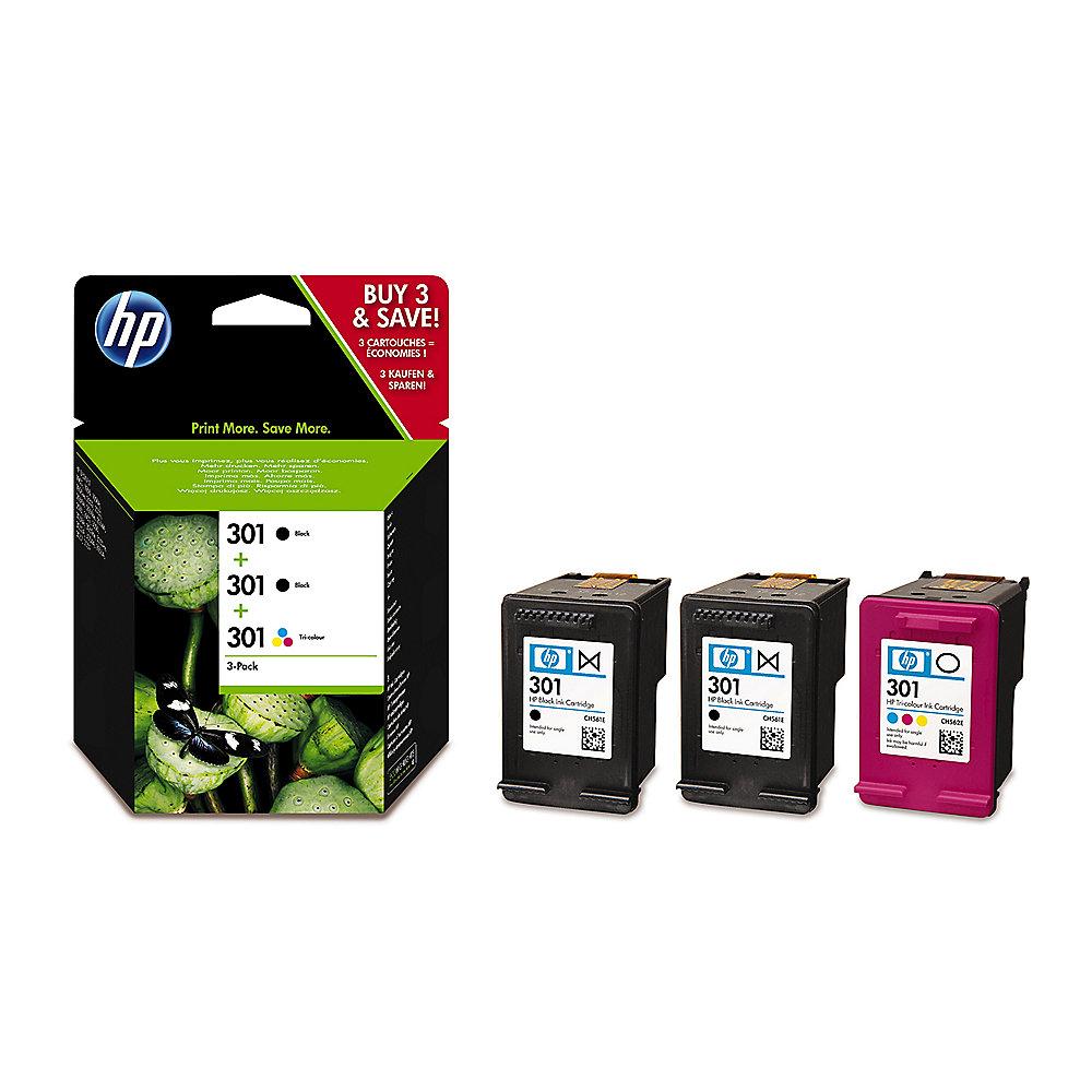 HP 301 Original Druckerpatronen 2x schwarz und 1x dreifarbig E5Y87EE