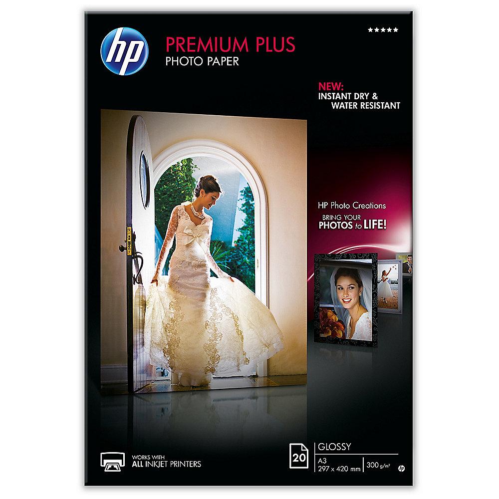 HP CR675A Premium Plus Fotopapier glänzend, 20 Blatt, DIN A3, 300 g/qm