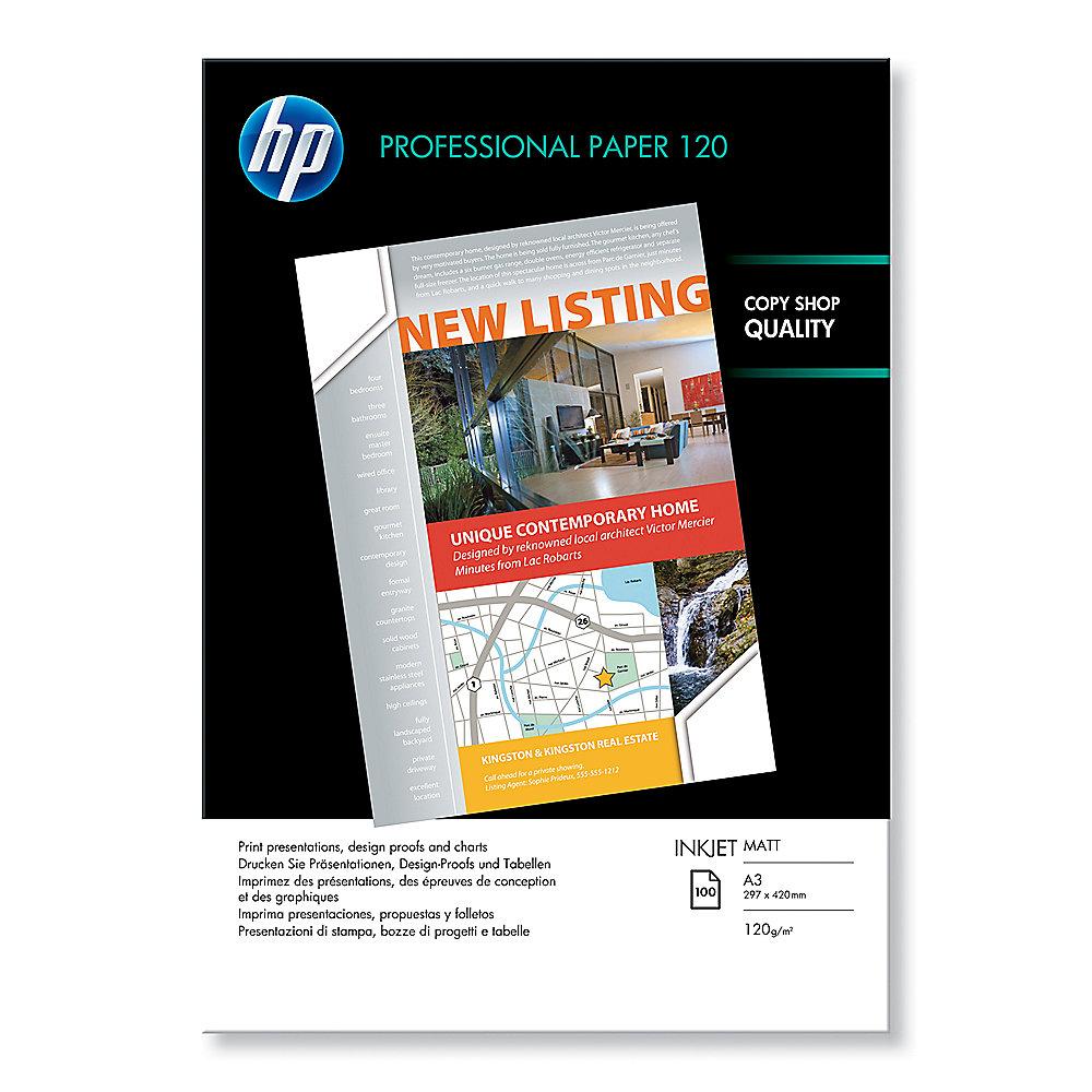 HP Q6594A Professional Inkjet-Papier matt, 100 Blatt, DIN A3, 120 g/qm