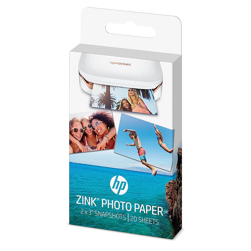 HP W4Z13A ZINK Fotopapier mit selbstklebender Rückseite 20 Blatt 5 x 7,6 cm