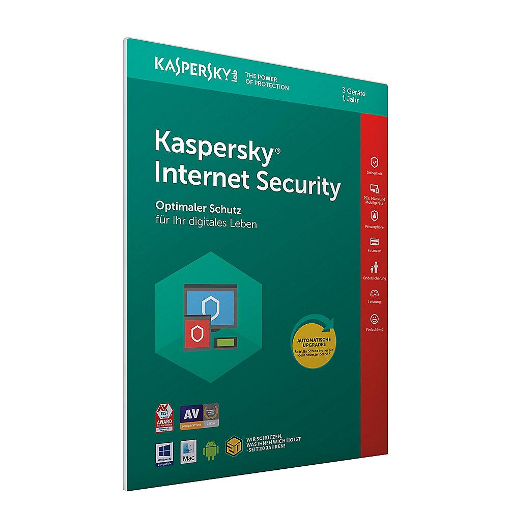 Kaspersky Internet Security 3 Geräte (Code in a Box) FFP