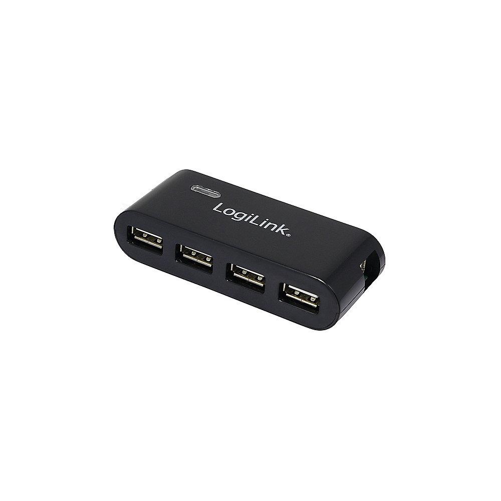 LogiLink USB 2.0 Hub 4 Port mit Netzteil schwarz