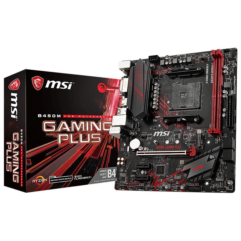 MSI B450M Gaming Plus mATX Mainboard Sockel AM4 M.2/DVI/HDMI/USB3.1