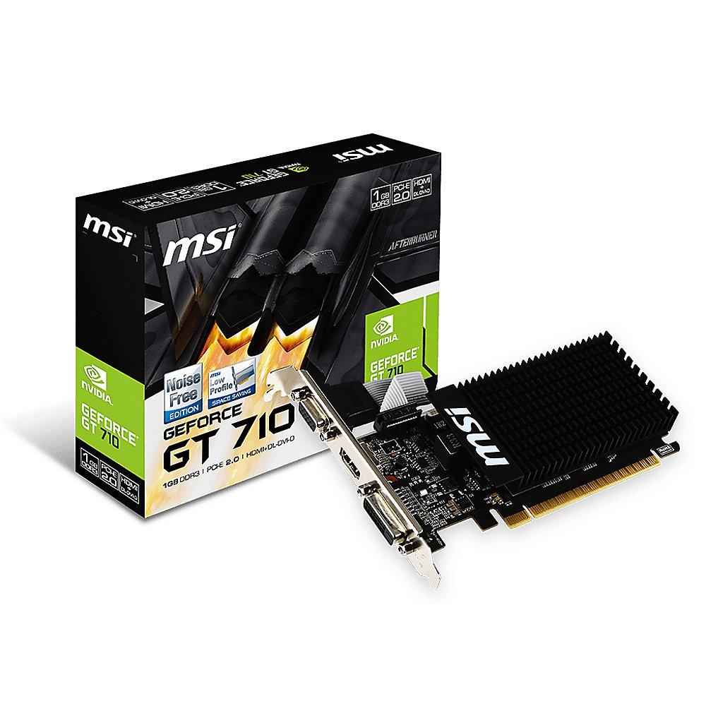 MSI GeForce GT 710 1GB DDR3 Grafikkarte DVI/VGA/HDMI Low Profile passiv, MSI, GeForce, GT, 710, 1GB, DDR3, Grafikkarte, DVI/VGA/HDMI, Low, Profile, passiv