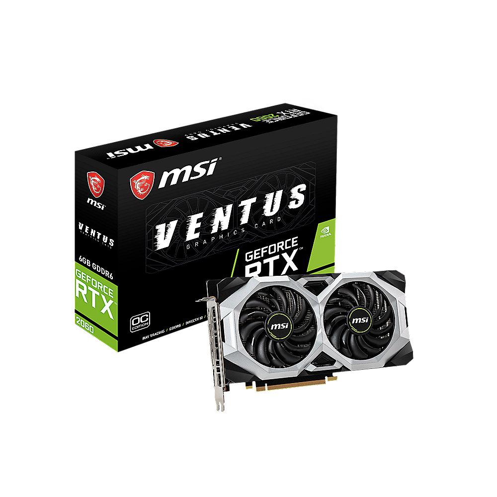 MSI GeForce RTX 2060 Ventus OC 6GB GDDR6 Grafikkarte 3xDP/HDMI