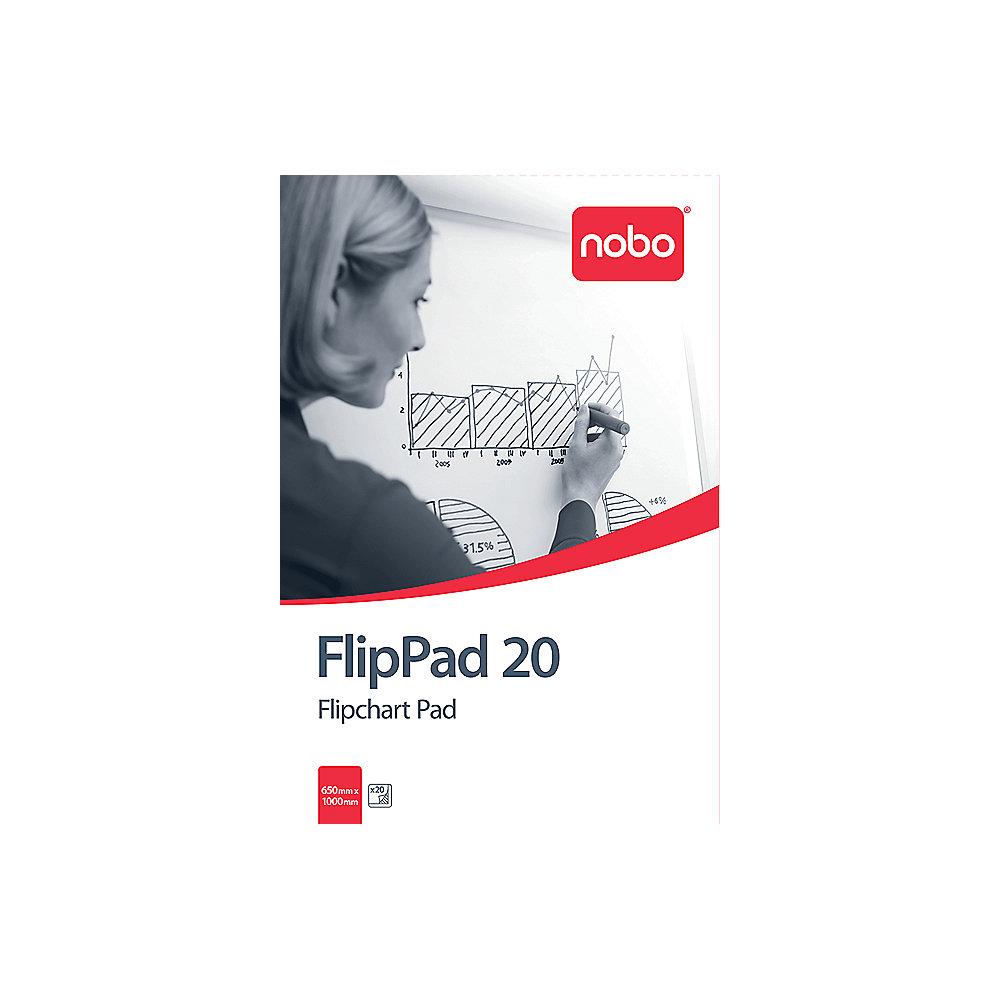 Nobo Flipchartblock blanko, Standard Papier, Euro-Größe, 5x 20 Blatt