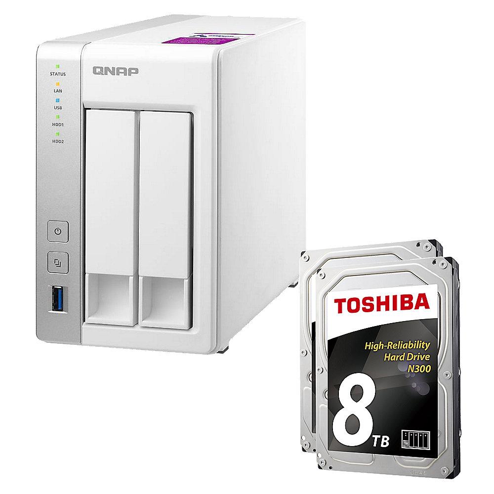 QNAP TS-231P2-4G NAS System 2-Bay 16TB inkl. 2x 8TB Toshiba HDWN180UZSVA