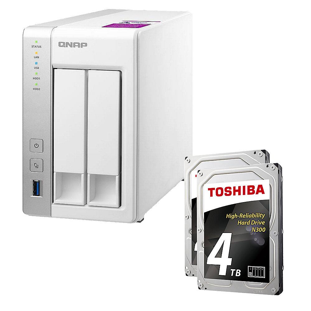 QNAP TS-231P2-4G NAS System 2-Bay 8TB inkl. 2x 4TB Toshiba HDWQ140UZSVA
