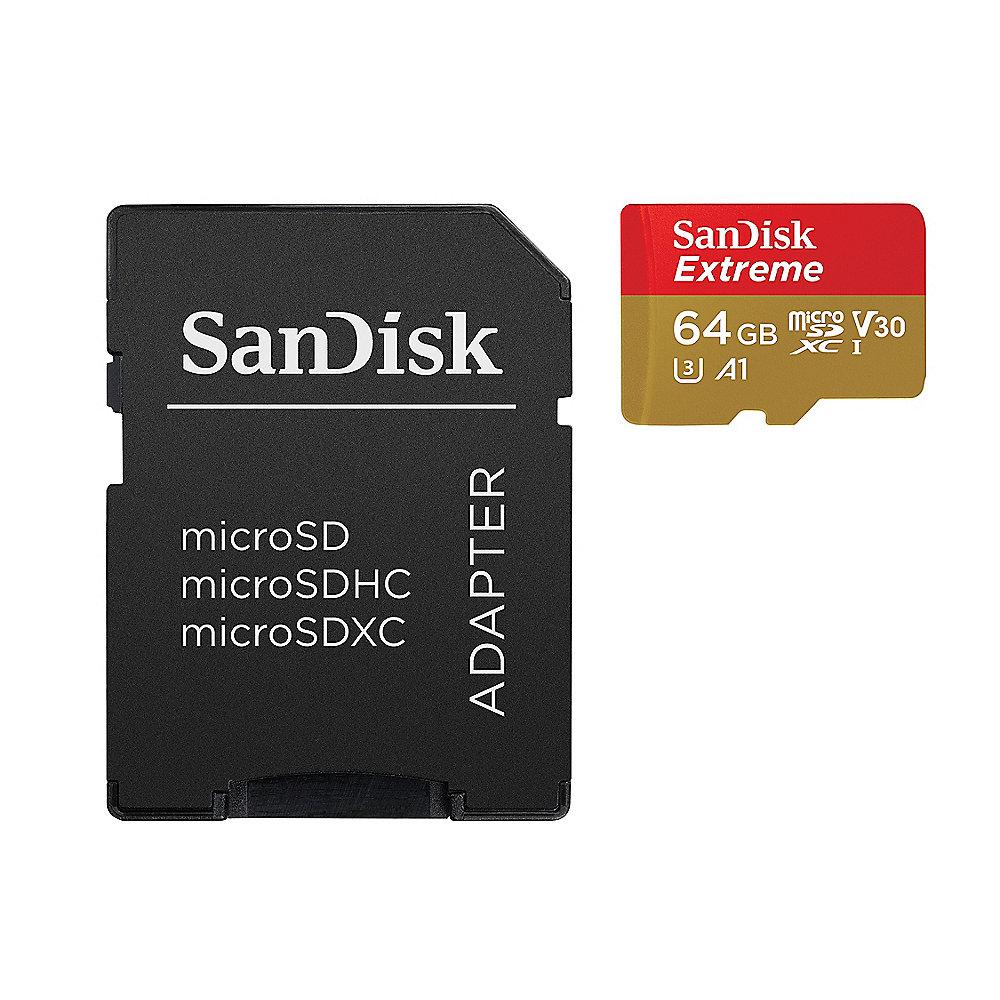 SanDisk Extreme 64GB microSDXC Speicherkarte Kit 60 MB/s, Class 10, U3, V30, A1