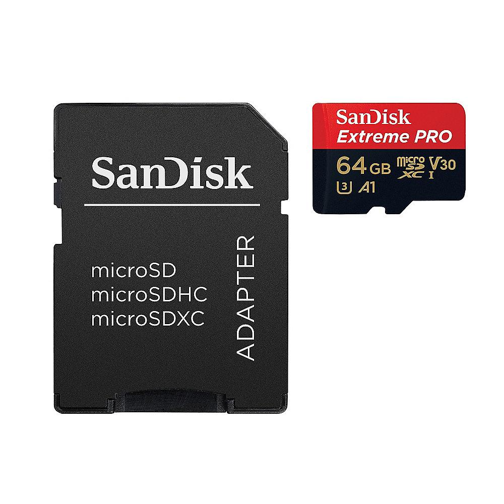 SanDisk Extreme Pro 64GB microSDXC Speicherkarte Kit 90 MB/s, Class 10, U3, A1