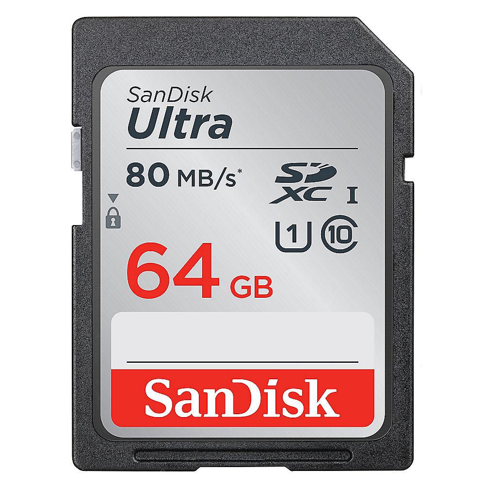 SanDisk Ultra 64 GB SDXC Speicherkarte (80 MB/s, Class 10, UHS-I)