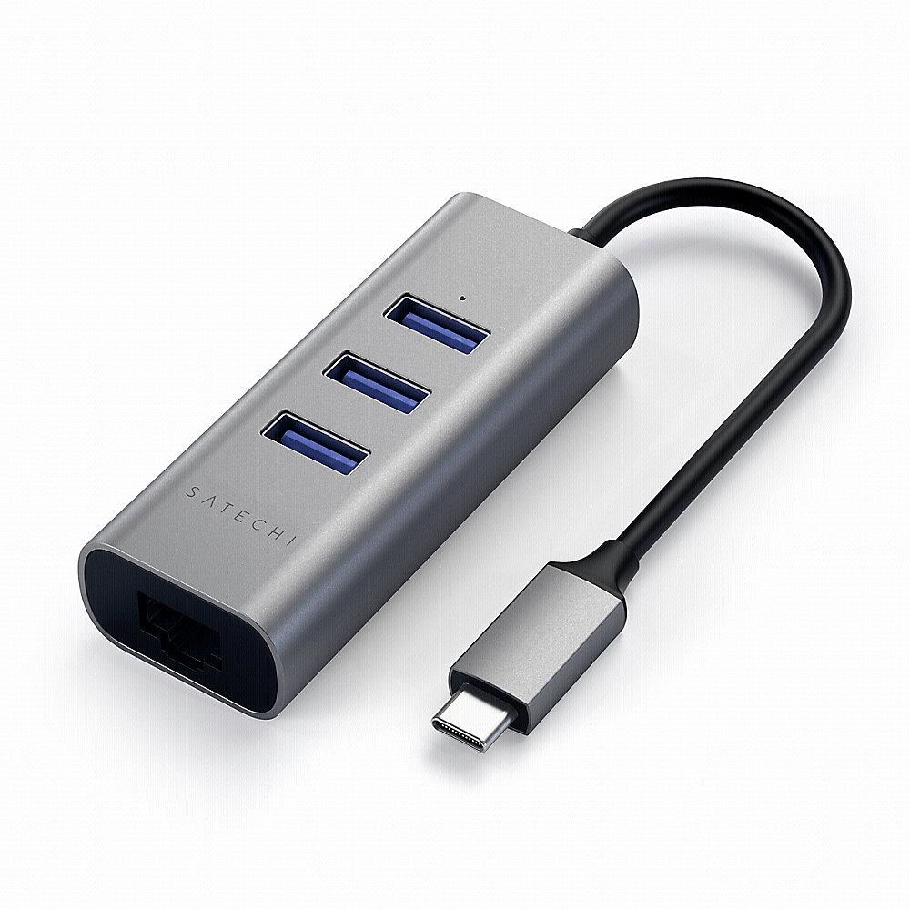 Satechi Type-C 2-in-1 3 Port USB 3.0 Hub & Ethernet space grey