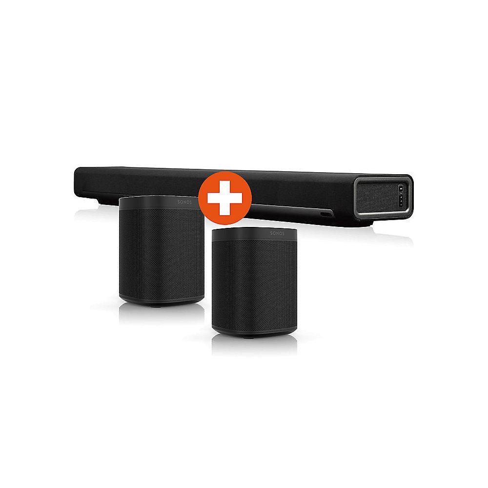 Set: Sonos PLAYBAR schwarz HiFi-Soundbar für TV   Sonos One schwarz