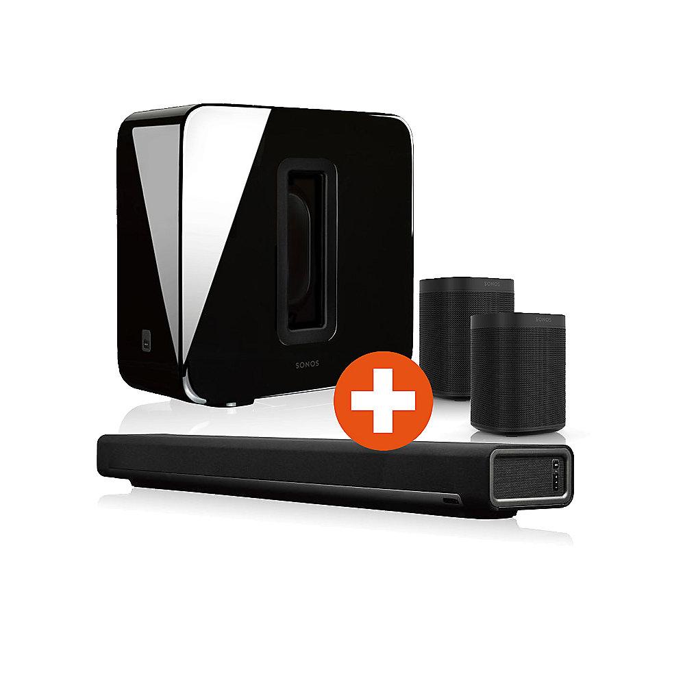 Set: Sonos PLAYBAR, Sub und Sonos One in schwarz, Set:, Sonos, PLAYBAR, Sub, Sonos, One, schwarz