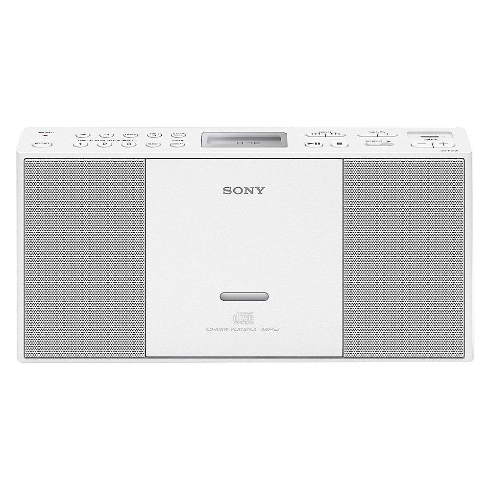 Sony ZS-PE60W CD-Boombox mit CD/USB/AUX AM/FM weiß, Sony, ZS-PE60W, CD-Boombox, CD/USB/AUX, AM/FM, weiß
