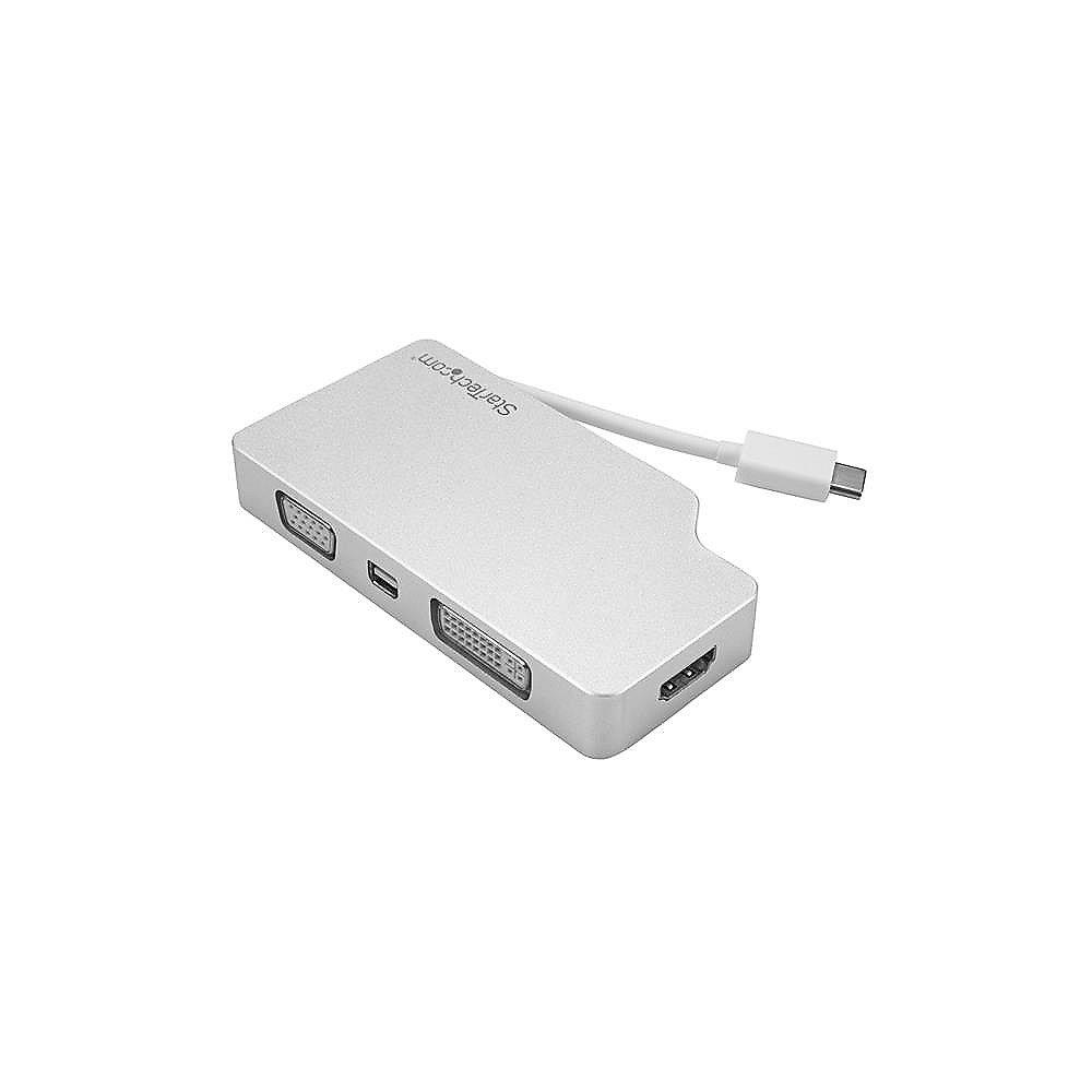 Startech 4-in1 USB-C Adapter 4K VGA/DVI/HDMI/mDisplayPort weiß, Startech, 4-in1, USB-C, Adapter, 4K, VGA/DVI/HDMI/mDisplayPort, weiß