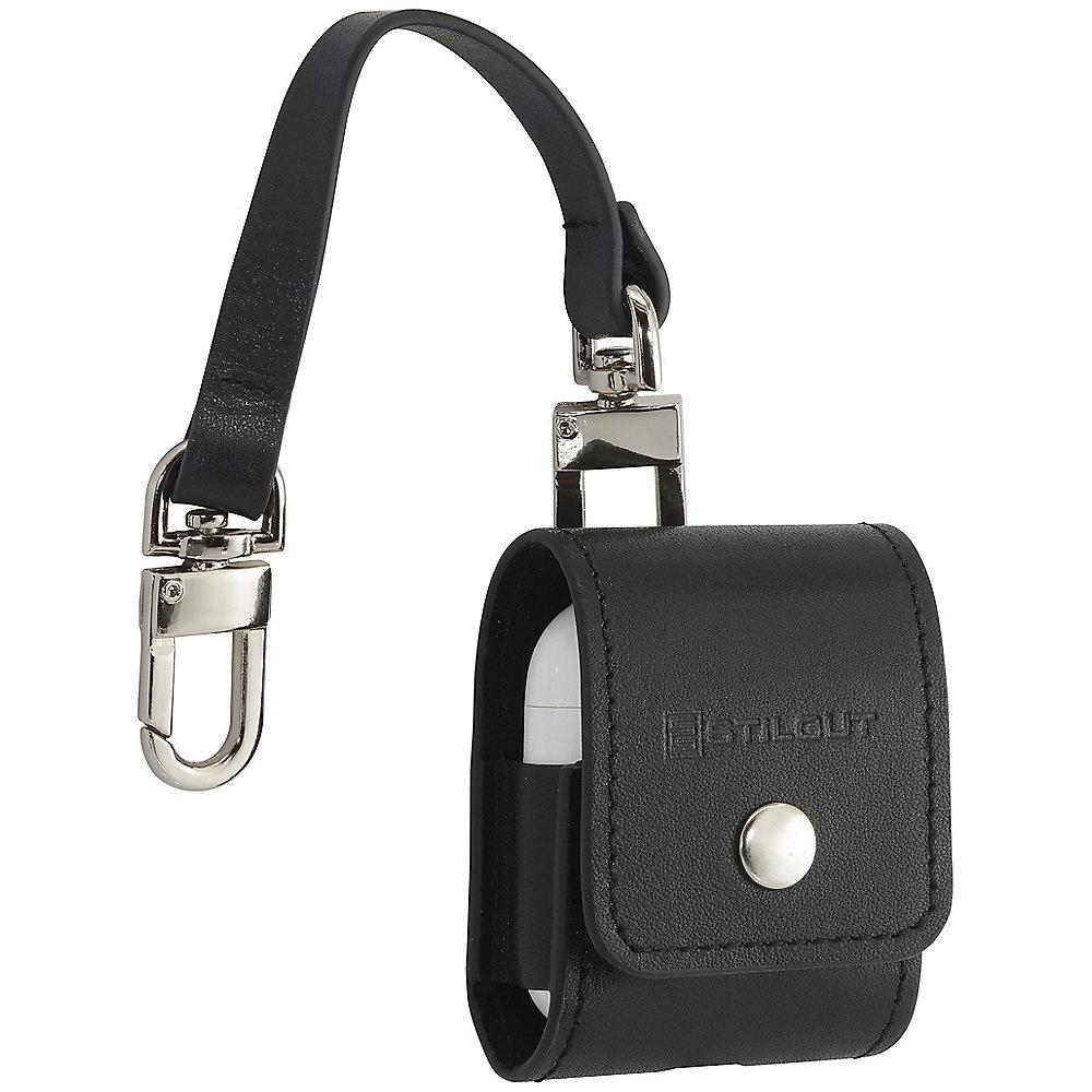StilGut AirPod Case mit Lederband & Karabiner schwarz nappa