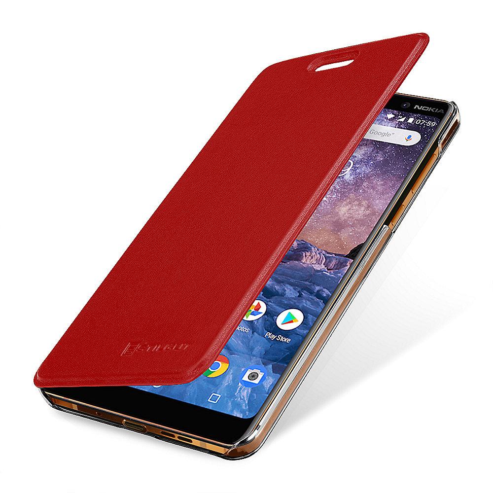 StilGut Book Type mit NFC/RFID Blocker für Nokia 7 Plus Rot/Transparent
